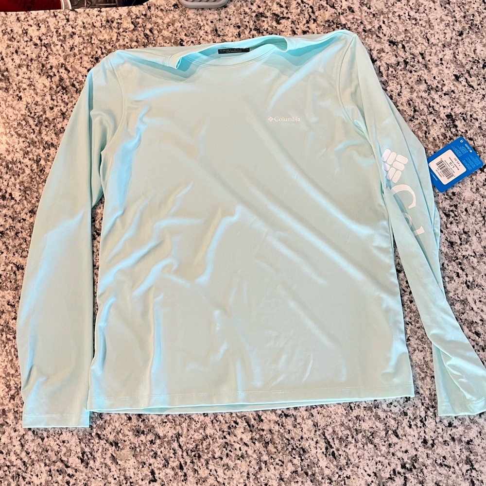 Columbia Women’s Omni Shade Blue Sun Protection Shirt Size Large